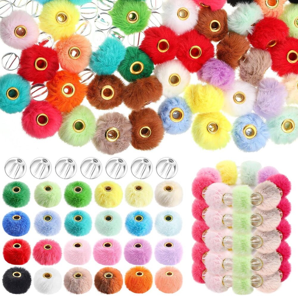 3696 360 Pcs Fuzzy Faux Fur Poms Beads for Pens Bulk Soft Fluffy Colored